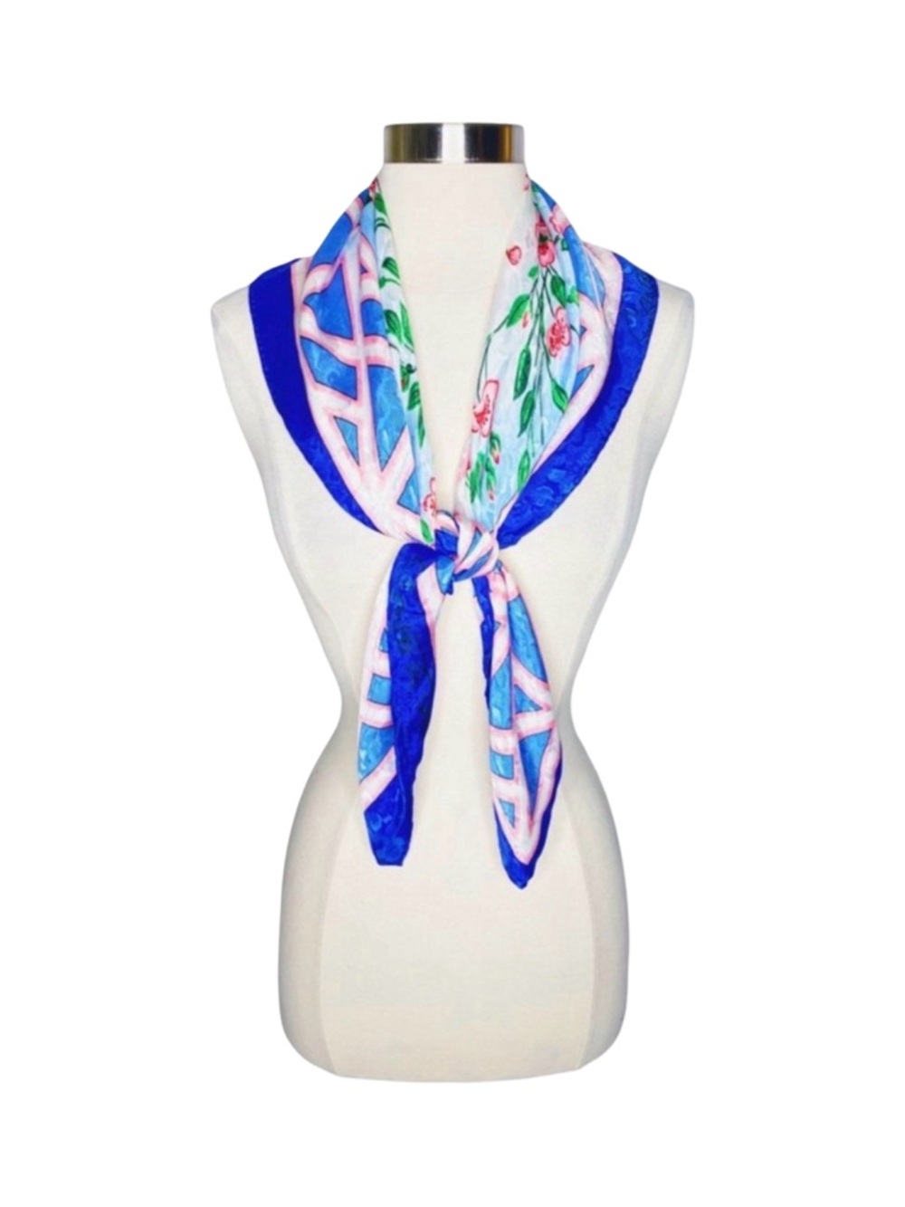 Vintage Carlton Varney Multi-Signed Multi-Color Floral Satin Scarf